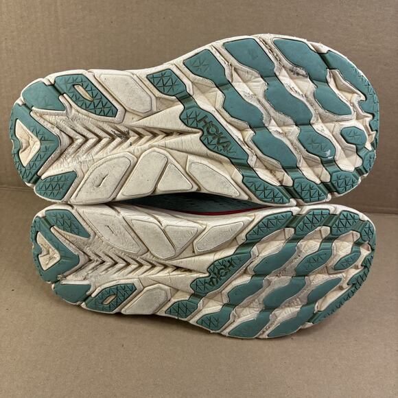 Hoka One One Clifton 8 Womens Size 9 Blue Red Walking Running Shoes Sneakers - Picture 7 of 12